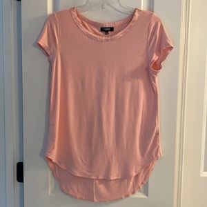 High/Low pink tshirt with satin neck line!